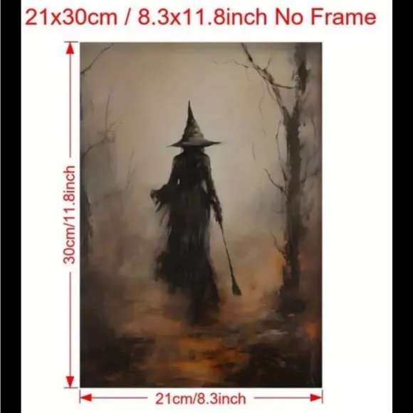 Witch Mini Poster New In Tube Abstract Witch Walk Woods 8.3”x11.8” - Picture 3 of 4